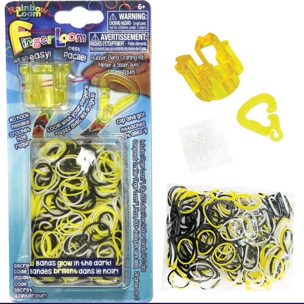 Rainbow Finger Loom Bands - Yellow and Black